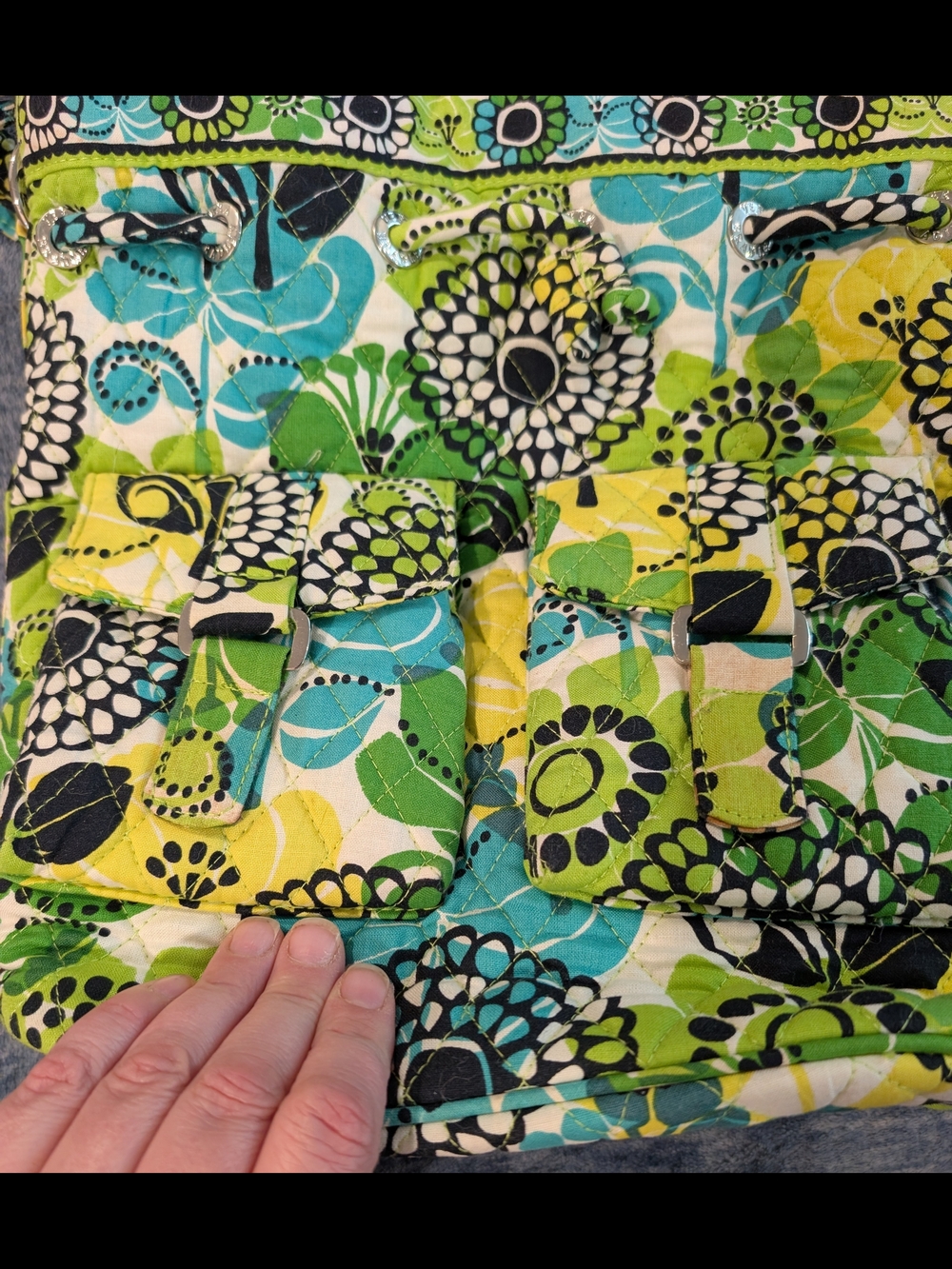 Vera Bradley Lime's Up Quilted Buckle Bag With Grommet Closure - Picture 8 of 11